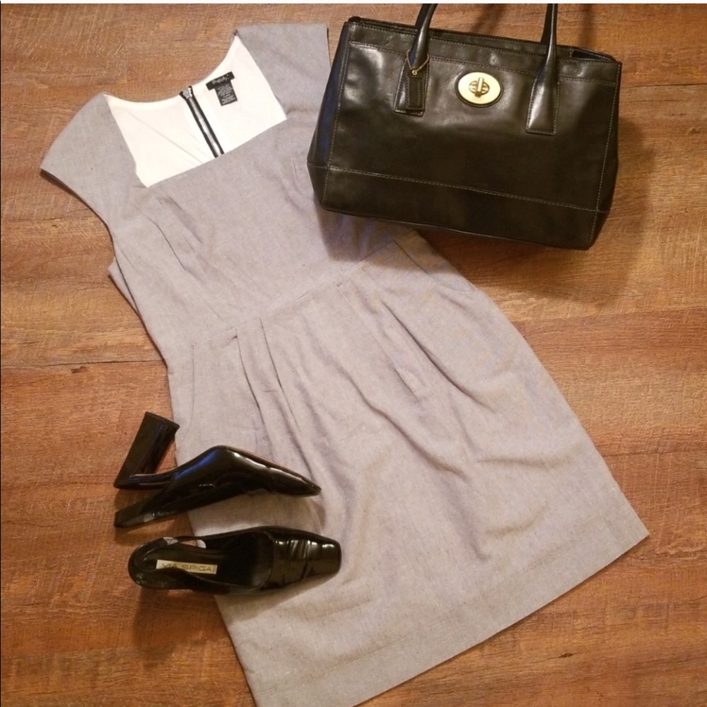 Gray Professional Sheath Dress With Pockets 🖤